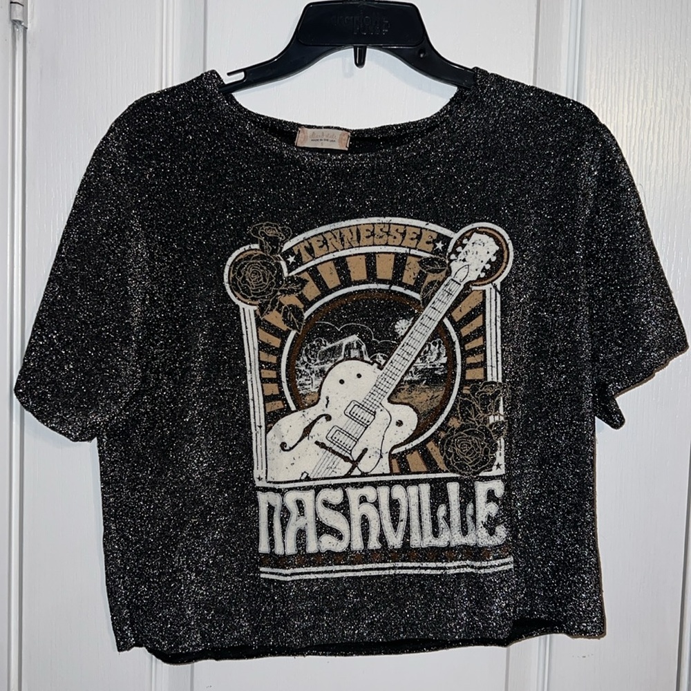 Altar’d State Sparkly Nashville Tennessee Graphic Crop Top Size S - Picture 2 of 8